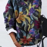 Pull Femme Imprimé Floral Artistique – Sweat Élégant Tendance