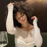 Top Transparent Épaules Dénudées Coupe Ajustée Chic