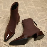Bottines Femme Bout Pointu – Bottes Élégantes Talon Moyen