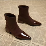 Bottines Femme Bout Pointu – Bottes Élégantes Talon Moyen