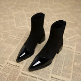 Bottines Femme Bout Pointu – Bottes Élégantes Talon Moyen