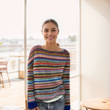 Pull femme en maille Fair Isle col bateau