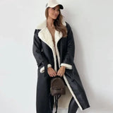Manteau long femme doublé polaire à col teddy