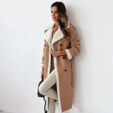 Manteau long femme doublé polaire à col teddy