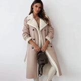 Manteau long femme doublé polaire à col teddy