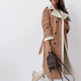 Manteau long femme doublé polaire à col teddy
