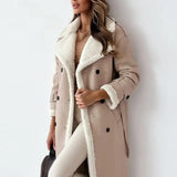 Manteau long femme doublé polaire à col teddy