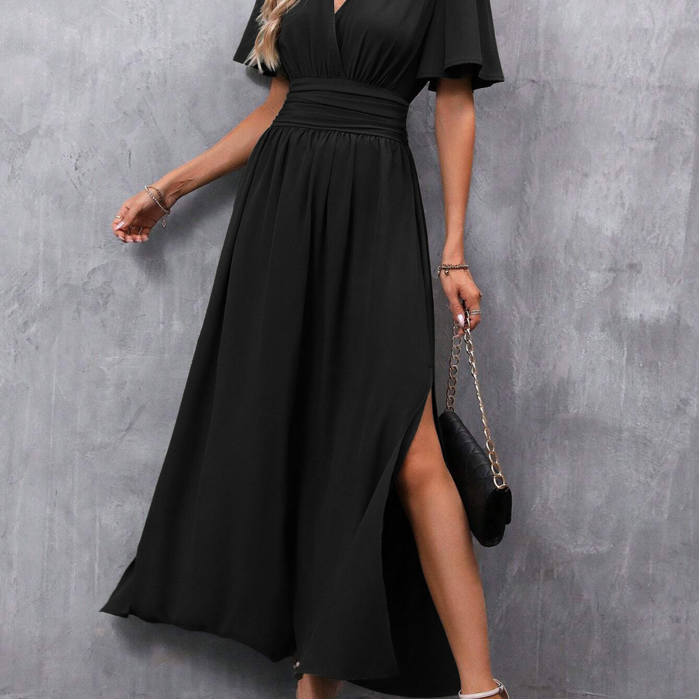 Robe Femme Longue Élégante Fendue Taille Haute