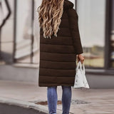 Lang Quiltet Vinterfrakke Let Varm Komfort Elegant Stil