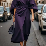 Robe Maxi Élégante à Manches Amples Coupe Fluide Chic Urbain