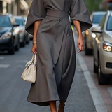 Robe Maxi Élégante à Manches Amples Coupe Fluide Chic Urbain