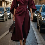 Robe Maxi Élégante à Manches Amples Coupe Fluide Chic Urbain