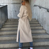 Manteau Long Ceinturé Femme – Trench Élégant et Structuré