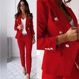 Ensemble Tailleur Élégant Blazer Pantalon Coupe Ajustée Chic