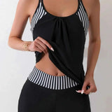 Tankini Femme Deux Pièces avec Short Rayé