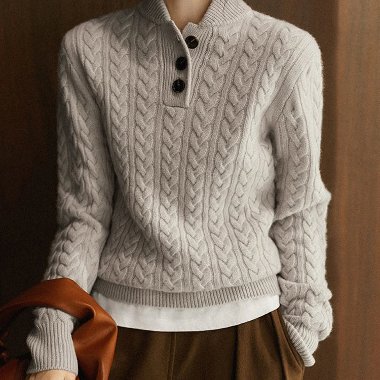Pull Automne En Cachemire Gris Femme