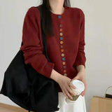 Cardigan Col Rond Automne Gris Femme