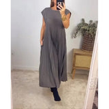 Robe Longue Femme Plissée à Col V