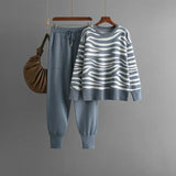 Ensemble Femme Pull Rayé et Pantalon Jogging Chic
