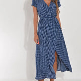 Robe Midi Femme Fleurie Cache-Cœur à Col V