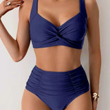 Bikini Femme Taille Haute à Haut Croisé