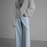 Pull Femme Oversize Col V Doux Élégant