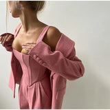 Ensemble Trois Pièces Femme Blazer Gilet Pantalon Élégant