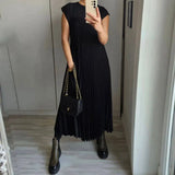 Robe Longue Femme Plissée à Col V
