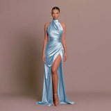 Robe longue femme dos nu à fente haute