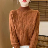 Pull Col Montant Maille Texturée Confort Élégance Hiver