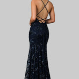 Robe Longue à Sequins et Col V