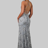 Robe Longue à Sequins et Col V