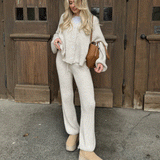 Ensemble Femme Tricot Pull et Pantalon Confort