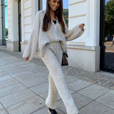 Ensemble Femme Tricot Pull et Pantalon Confort