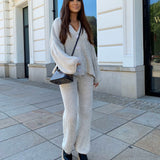 Ensemble Femme Tricot Pull et Pantalon Confort