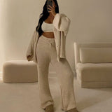 Ensemble Femme Tricot Pull et Pantalon Confort