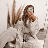 Ensemble Femme Tricot Pull et Pantalon Confort