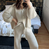 Ensemble Femme Tricot Pull et Pantalon Confort