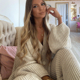 Ensemble Femme Tricot Pull et Pantalon Confort