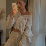 Ensemble Femme Tricot Pull et Pantalon Confort