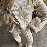 Ensemble Femme Tricot Pull et Pantalon Confort