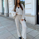 Ensemble Femme Tricot Pull et Pantalon Confort