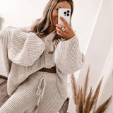 Ensemble Femme Tricot Pull et Pantalon Confort