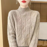 Pull Col Montant Maille Texturée Confort Élégance Hiver
