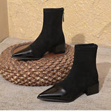 Bottines Femme Bout Pointu – Bottes Élégantes Talon Moyen