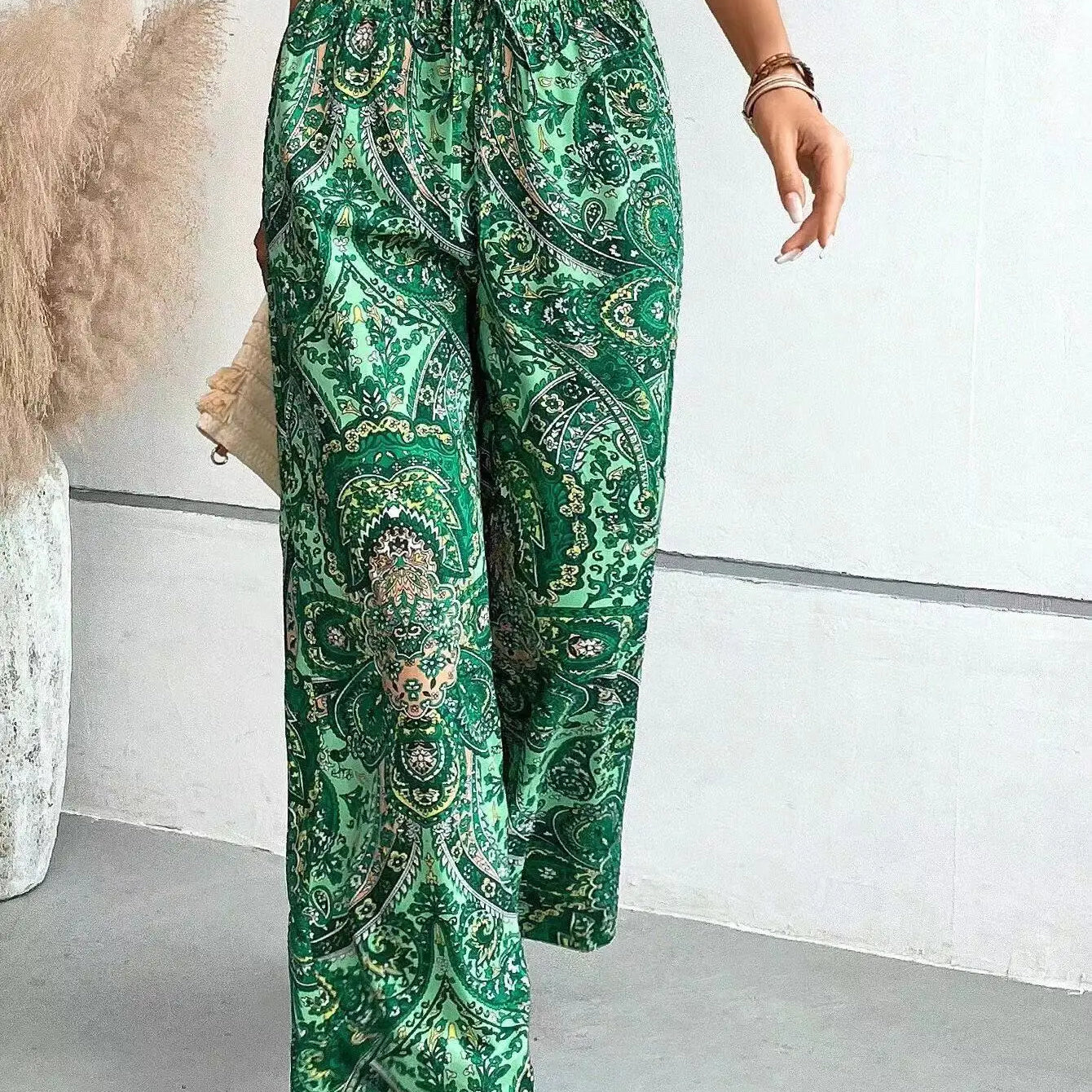 Pantalon Ample à Imprimé Bohème