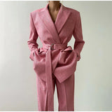 Ensemble Trois Pièces Femme Blazer Gilet Pantalon Élégant