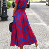 Robe Midi Femme Fleurie Cache-Cœur à Col V