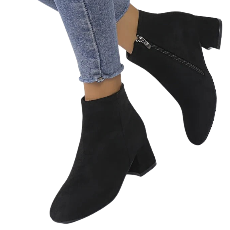 Bottines Suédine Talon Bloc Élégance Moderne
