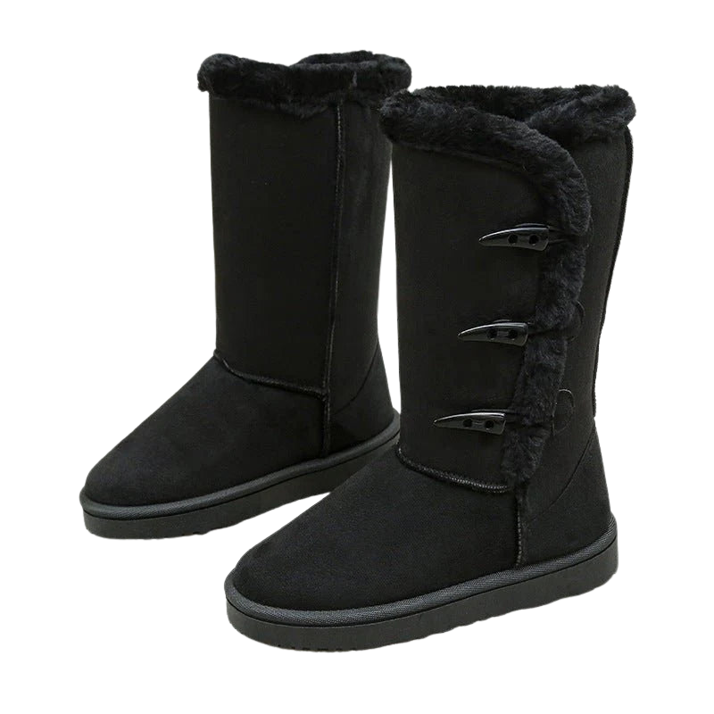 Bottes Fourrées Hiver Lacets Arrière Semelle Confort Chaud